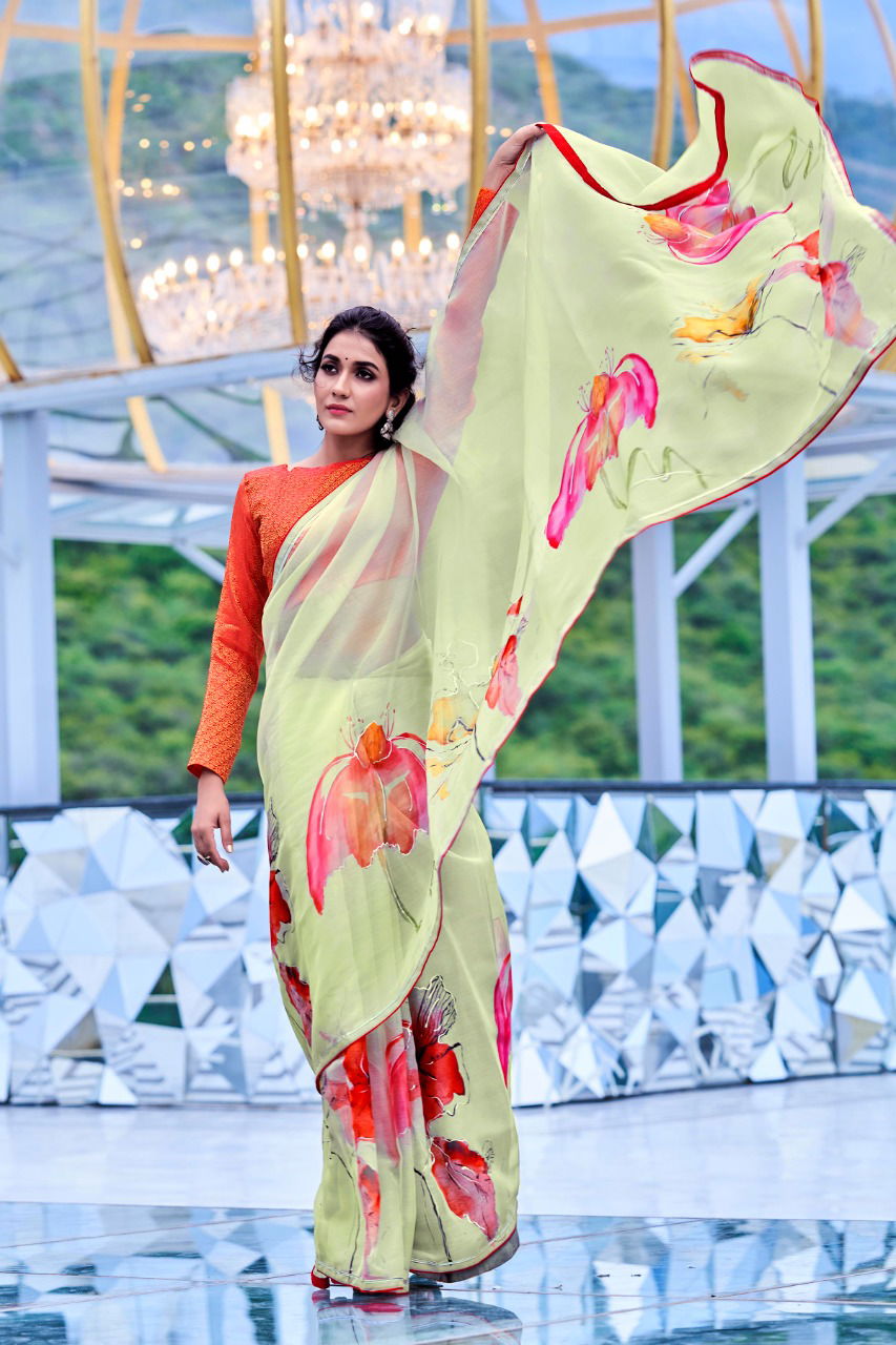 Rajyog Aarohi Organza Party Wear Designer Printed Silk Saree Collection